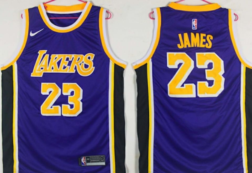 Men Los Angeles Lakers 23 James Purple Nike Game NBA Jerseys